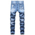 Men's Ripped Jeans Individuality Mid Waisted Jeans Straight Pants